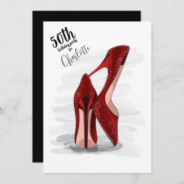 50e verjaardag Red Glitter Stilettos Kaart