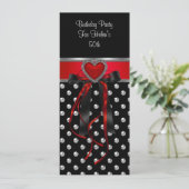 50e verjaardag Red Heart Black Silver Long Kaart (Staand voorkant)