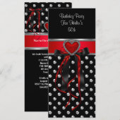 50e verjaardag Red Heart Black Silver Long Kaart (Voorkant / Achterkant)