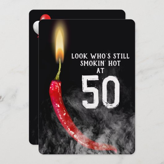 50e verjaardag Red Hot Pepper Candle Kaart (Voorkant / Achterkant)