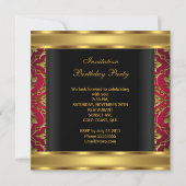 50e verjaardag RED Pink Gold Black Damask Kaart (Achterkant)