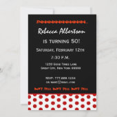 50e verjaardag Red Polka Dots T552 Kaart (Achterkant)