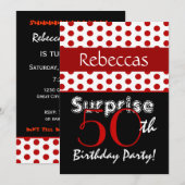 50e verjaardag Red Polka Dots T552 Kaart (Voorkant / Achterkant)