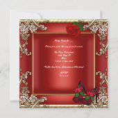 50e verjaardag Red Rose Gold Floral Kaart (Achterkant)