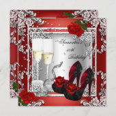 50e verjaardag Red Rose Silver Kaart (Voorkant / Achterkant)