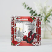 50e verjaardag Red Rose Silver Kaart (Staand voorkant)