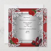 50e verjaardag Red Rose Silver Kaart (Achterkant)