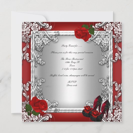 50e verjaardag Red Rose Silver Kaart (Achterkant)