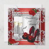 50e verjaardag Red Rose Silver Kaart (Voorkant)