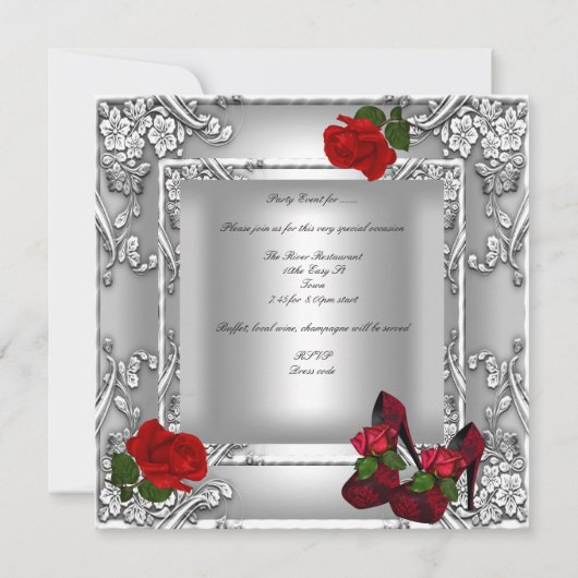 50e verjaardag Red Rose Silver Kaart (Achterkant)