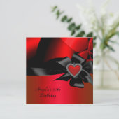 50e verjaardag Red Silver Abstract Black Kaart (Staand voorkant)