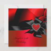 50e verjaardag Red Silver Abstract Black Kaart (Voorkant)