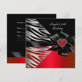 50e verjaardag Red Silver Zebra Black White Kaart (Voorkant / Achterkant)