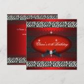 50e verjaardag Red White Black Zebra Kaart (Voorkant / Achterkant)