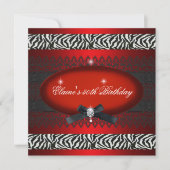 50e verjaardag Red White Black Zebra Kaart (Voorkant)