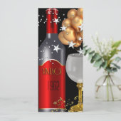  50e verjaardag Red Wine Black Gold Silver Kaart (Staand voorkant)
