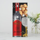  50e verjaardag Red Wine Black Gold Silver Kaart (Staand voorkant)