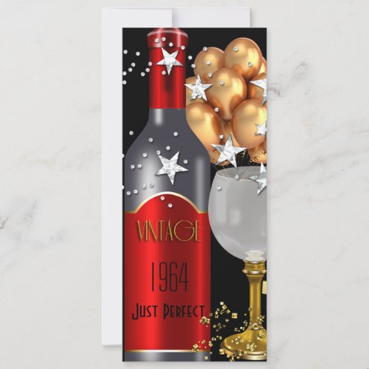  50e verjaardag Red Wine Black Gold Silver Kaart (Voorkant)