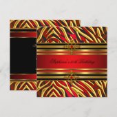 50e verjaardag Red Zebra Gold Black Kaart (Voorkant / Achterkant)