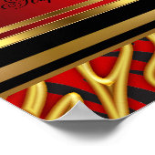 50e verjaardag Red Zebra Gold Black Poster (Hoek)