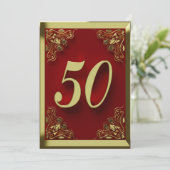 50e verjaardag Regal Gold Red Groet of Kaart (Staand voorkant)