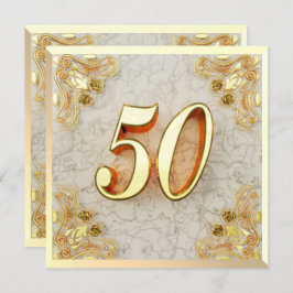 50e verjaardag Regal gouden marmer groet of Kaart