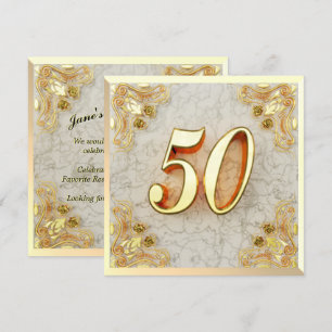 50e verjaardag Regal gouden marmer groet of Kaart