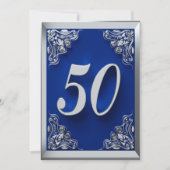 50e verjaardag Regal Zilver en Blauw Kaart (Voorkant)