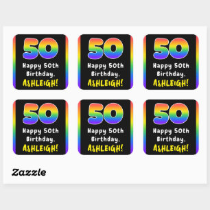 50e verjaardag: Regenboogspectrum # 50, Aangepaste Vierkante Sticker