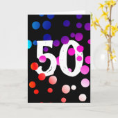 50e verjaardag RegenboogStippen op zwart Kaart (Gele Bloem)
