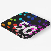 50e verjaardag RegenboogStippen op zwart Papieren Bordje (Gebogen)