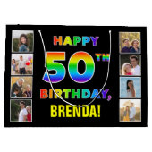 50e verjaardag: Regenboogtekst, Aangepaste foto's Groot Cadeauzakje (Achterkant)