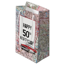 50e verjaardag Retro Buick On Map Klein Cadeauzakje