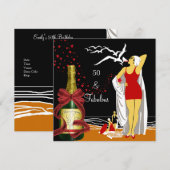 50e verjaardag Retro Diva Art deco Red Black Kaart (Voorkant / Achterkant)