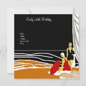 50e verjaardag Retro Diva Art deco Red Black Kaart (Achterkant)