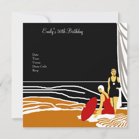 50e verjaardag Retro Diva Art deco Red Black Kaart (Achterkant)