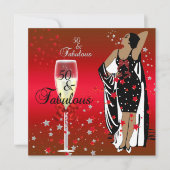 50e verjaardag Retro Diva Art deco Red Black Kaart (Voorkant)