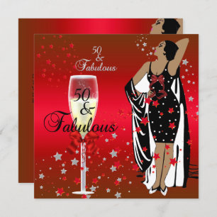 50e verjaardag Retro Diva Art deco Red Black Kaart