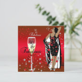 50e verjaardag Retro Diva Art deco Red Black Kaart (Staand voorkant)