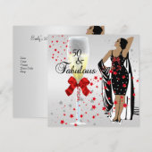 50e verjaardag Retro Diva Art deco Red White Kaart (Voorkant / Achterkant)