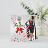 50e verjaardag Retro Diva Art deco Red White Kaart (Staand voorkant)