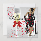 50e verjaardag Retro Diva Art deco Red White Kaart (Voorkant)