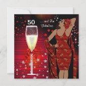 50e verjaardag Retro Diva Art deco Red White Kaart (Voorkant)