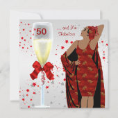 50e verjaardag Retro Diva Art deco Red White Kaart (Voorkant)