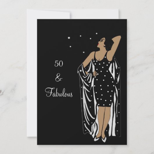 50e verjaardag Retro Diva deco Black White Kaart (Voorkant)