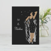 50e verjaardag Retro Diva deco Black White Kaart (Staand voorkant)