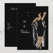 50e verjaardag Retro Diva deco Black White Kaart (Voorkant / Achterkant)