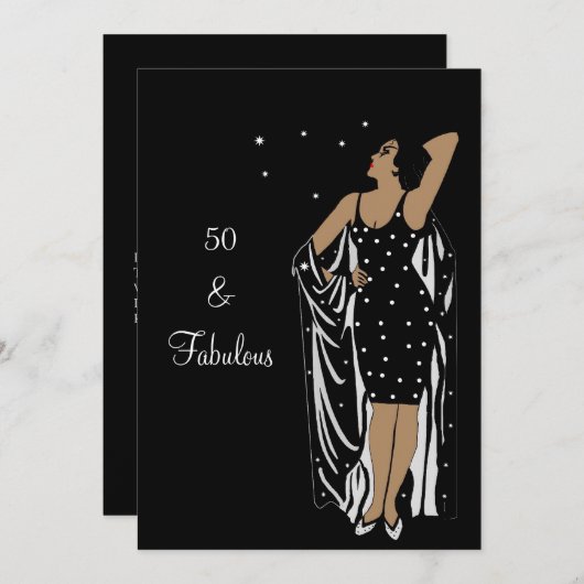 50e verjaardag Retro Diva deco Black White Kaart (Voorkant / Achterkant)