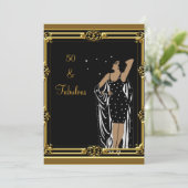 50e verjaardag Retro Diva deco Black White Kaart (Staand voorkant)