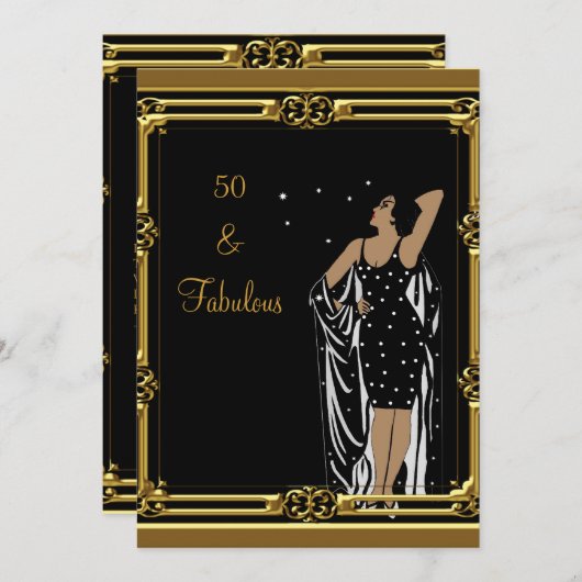 50e verjaardag Retro Diva deco Black White Kaart (Voorkant / Achterkant)